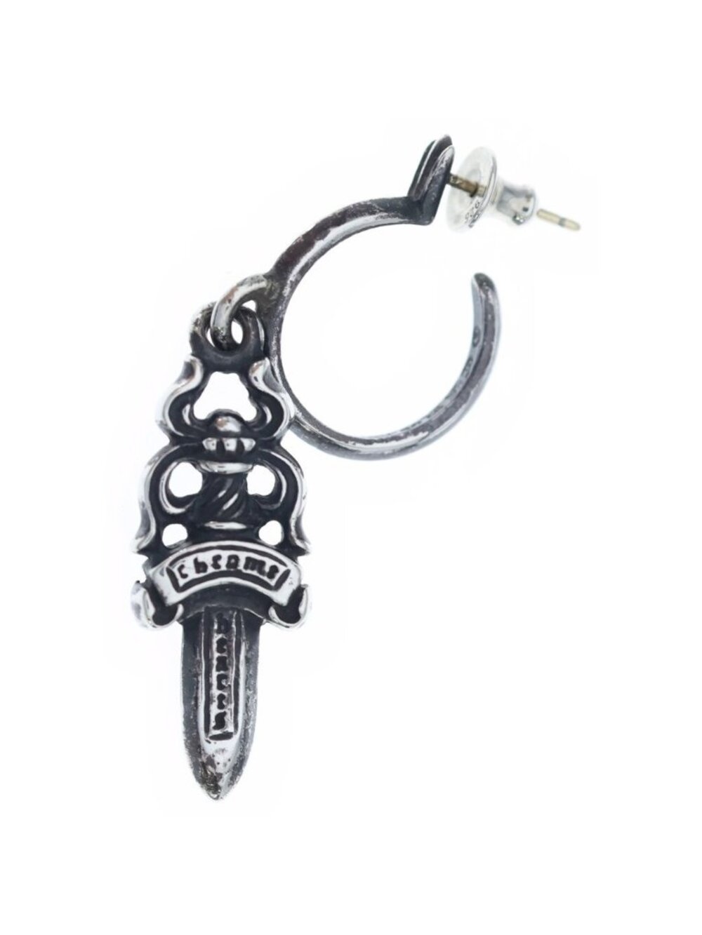 Chrome Hearts No 5 Dagger Hoop Earrings Silver